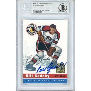 Bill Gadsby Signed Blackhawks Topps Archives Hockey Card Beckett BAS Autographed